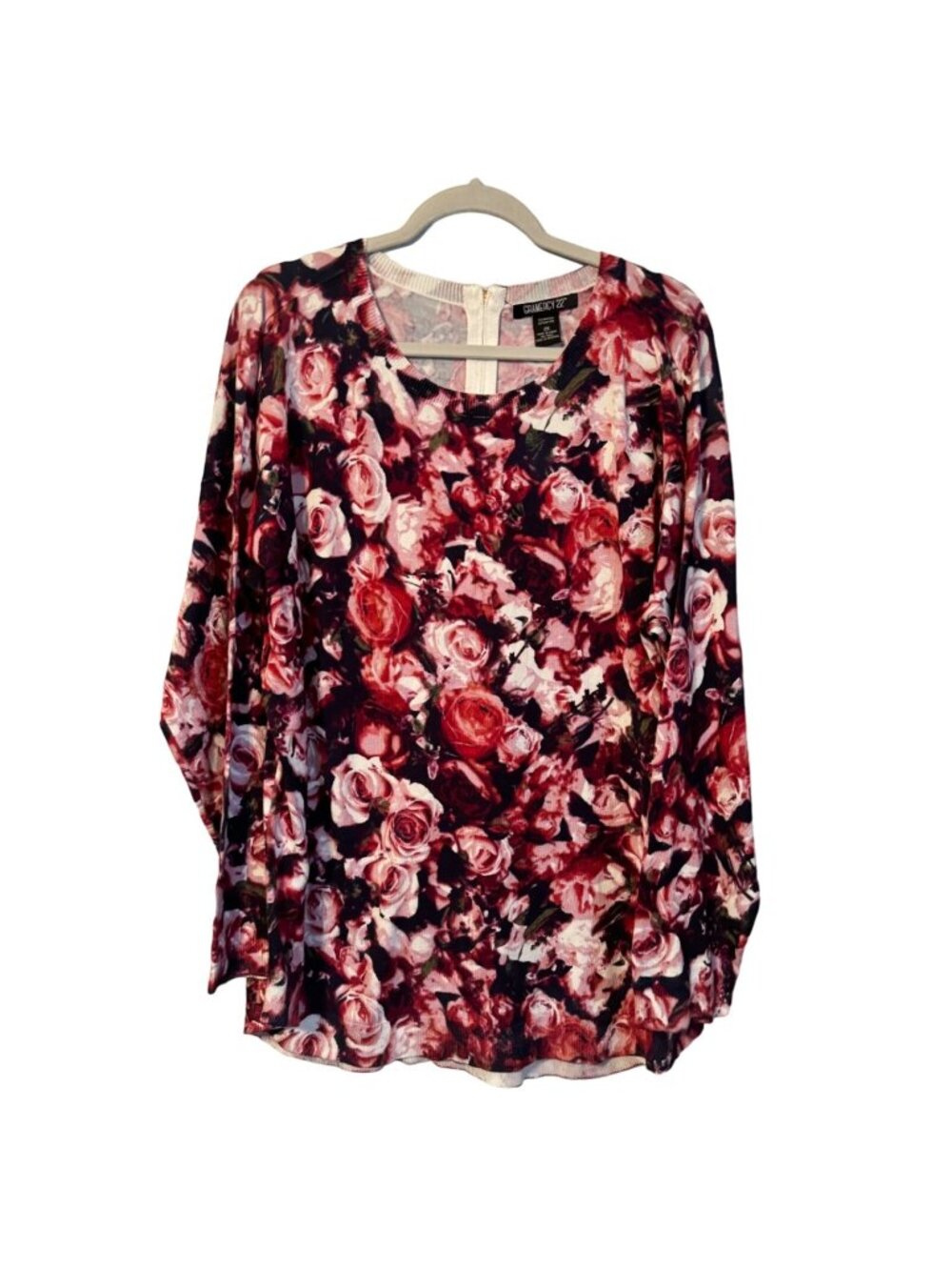 Gramercy 22 Womens Plus Size Floral Print Long Sleeve Sweater size 2X.